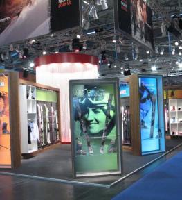 Realizzazione stand per fiera esposizione sciistica Dynastar attrezzatura ed accessori per sport invernali